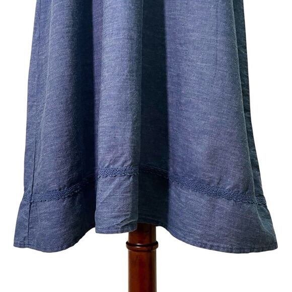 Y2K L.E.I. Chambray Sundress Juniors XL Blue Spaghetti Strap Smocked Back Dress - Picture 4 of 14